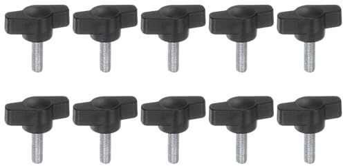 QUARKZMAN 10Pcs Boutons à Ailettes en T en Plastique M5 x 16mm avec Filetage Mâle Standard, Boutons en T/Z Réglables, Poignées de Serrage à Main, Vis à Serrage Par Pouce, Noir