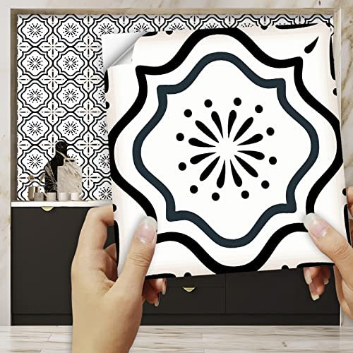 Peel and Stick Tile Stickers Tile Stickers Black Navy Blue White Stick on Tiles PVC Tile Stickers for Kitchen Heat Resistant Tile Stickers for Bathroom Waterproof Self Adhesive Wall Tiles Peel and St