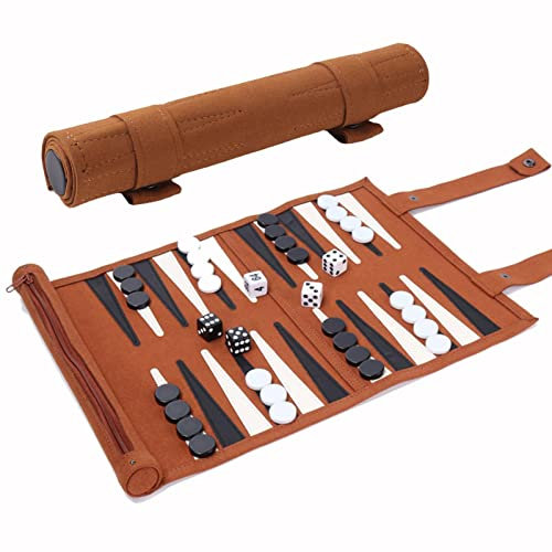 Backgammon Set - Leder Backgammon Sets Für Erwachsene, Backgammon Brettspiel,Tragbar 2 Spieler Roll-up Backgammon-Set Für Erwachsene Brettspiel