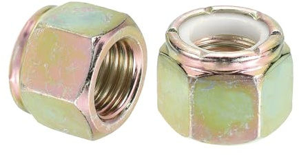 sourcing map 2Pcs 3/4-16 Nylon Insert Hex Lock Nuts, Carbon Steel Hex Stop Nut Self-Locking Nylon Insert Stop Nut for Industrial Construction Fasteners, Color Zinc&White