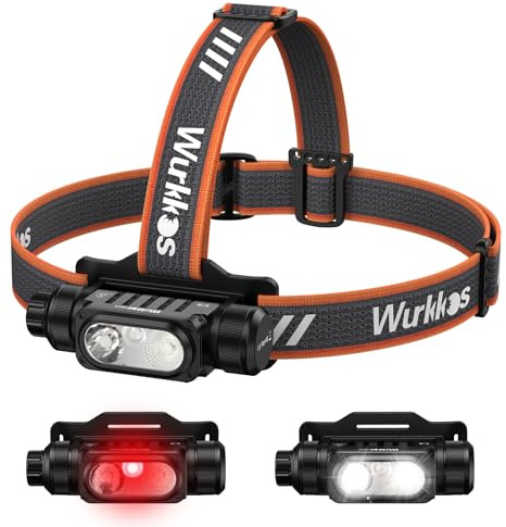 Wurkkos HD16 Stirnlampe Wiederaufladbar, 2500 Lumen Superhell Kopflampe mit Rotlicht, usb c Led Stirnlampe mit 4 Helligkeitsmodi, Wasserdicht Leicht Stirnleuchte für Joggen, Wandern, Camping, Laufen