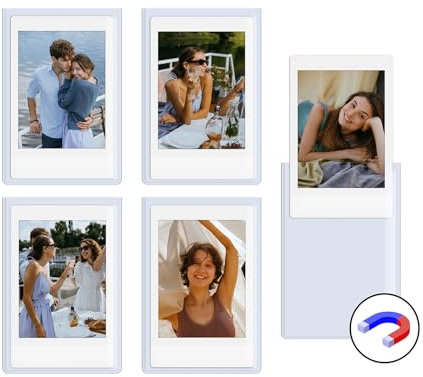 HIYQIN Paquete de 5 marcos magnéticos para fotos Instax Mini, marcos de fotos 2 x 3 pulgadas, para Fujifilm Instax Mini LiPlay 12 11 9 8 99 70 50 40 SE EVO