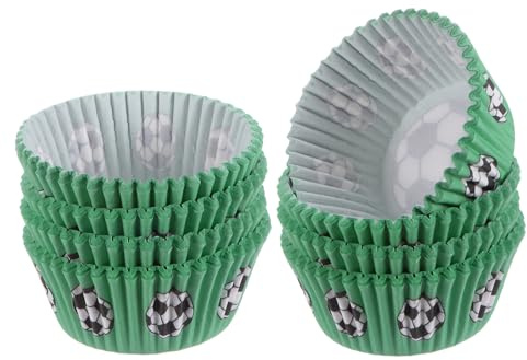 QUARKZMAN 200 Contadores de Capsulas de Cupcakes Tema de Fútbol Envolturas de Papel para Muffins Tamaño Estándar Papeles para Hornear Envolturas a Prueba de Grasa para Fiestas Bodas