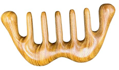 Massagekamm für Kopfhaut M aus Sandelholz Antistatisch | Gua Sha Kamm, Kopfmassagegerät mit Breiten Zinken, Kopfkamm für Wellness
