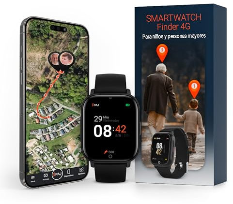 PAJ Smartwatch 4G per Bambini e Anziani – GPS in Tempo Reale, Allarme SOS, Fotocamera, Messaggi Vocali, Impermeabile, Facile da Usare, Sicurezza e Protezione, Adatto a Persone con Demenza