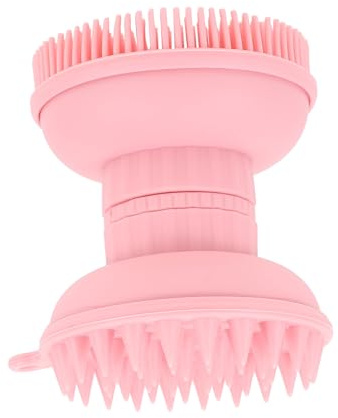 Haarreinigungsbürste mit Doppelseitigem Bürstenkopf, Silikon, Rosa | 1 Stück, ein Stück mit Kleinen Öffnungen, für Haarwäsche und Bad, Manuelle Kopfmassage