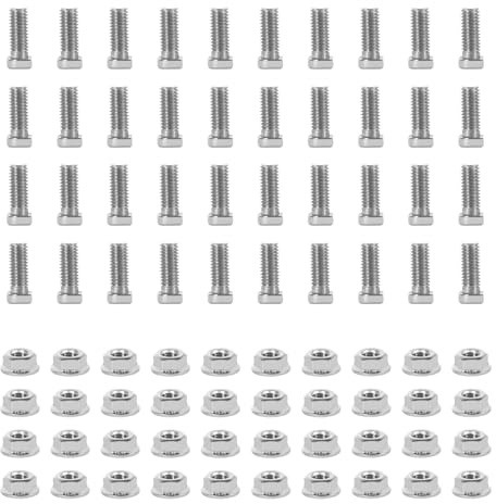 40 Pcs Hammer Head Screw with 40 M8 Flange Nuts T-Slot Track Bolts Screws 304 Stainless Steel Hammer Head Bolt T Screw T Slot Bolts for PV Solar Mounting Rails Photovoltaic Greenhouse