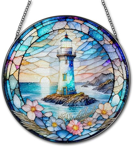 Fensterdeko Hängend, Buntes Sonnenfänger Acryl, Gartendeko für Draußen Wetterfest, Home Decoration für Wohnzimmer, Fenster, Balkon, Bücherregal Deko, Suncatcher Geschenke für Damen, Männer, 20x20cm