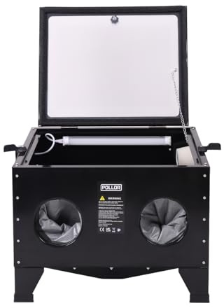 POLLOR 90L Worktop Sand Blasting Cabinet Sand Blaster Abrasive Grit Shot Blast LED