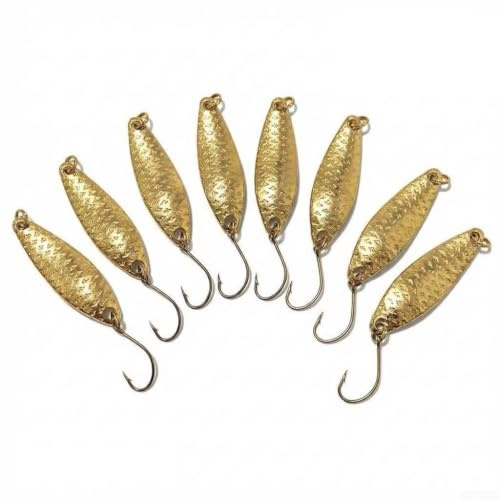 Marchfunny 10 piezas de metal Spinner cuchara señuelo de pesca para lubina Jigging cebo con gancho de agudos y rango de longitud optimizado 3 cm a 4 cm (5,5 g dorado)