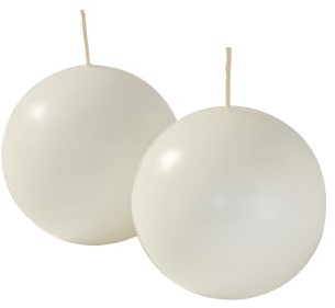 Cereria de Giorgio risthò Bougies Boule, Cire, crème, 8 x 8 x 8 cm, 4 unités