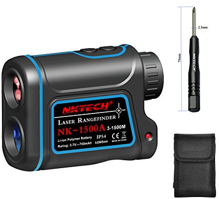 Nktech - Telémetro láser para caza y golf al aire libre, 600 m, 1000 m, 1200 m, 1500 m, modelo 4-en-1, telescopio 8X, medida de velocidad, ángulo, altura y distancia con batería recargable