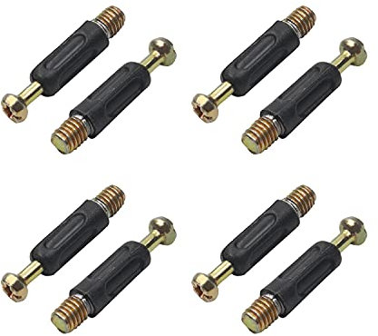 MroMax 6x35mm Bronze Metal Dowel with Plastic Furniture Connecter Fittings Thread Bolts Dowels Screws for Cabinet Drawer Dresser and Wardrobe Furniture Panel Connecting Black Tone 8Pcs