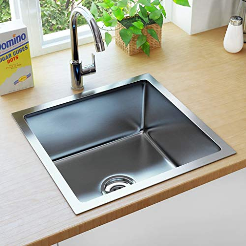 vidaXL Evier de Cuisine Fait à la Main Evier Encastré Evier Rectangulaire Évier à Vasque Intérieur Maison Robuste Résistant Acier Inoxydable