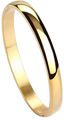 Manfnee 6mm Edelstahl Manschettenarmband Gold Freundschaft Liebe Geburtstag Frauen Mann
