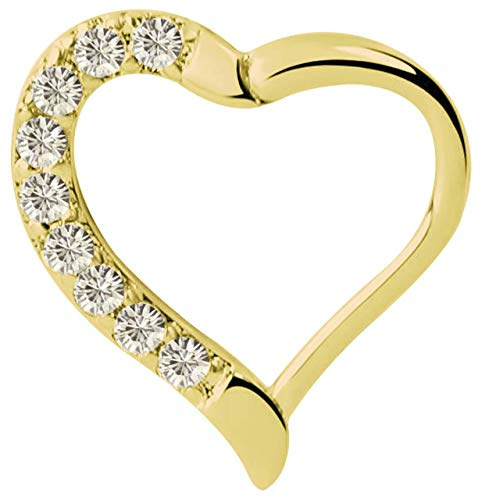 Piercing Smooth Segment Ring Clicker 316l Stahl, Herz mit Steinen in 1,2 mm