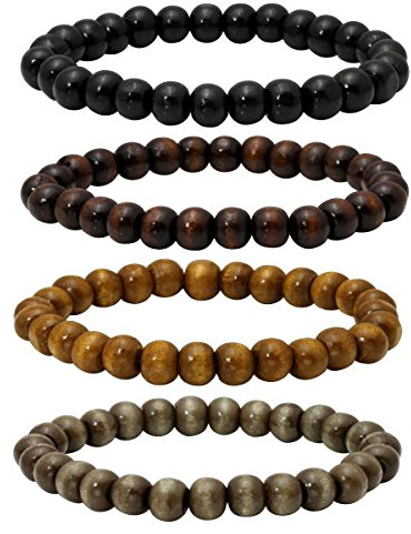 Eigso 4 pezzi 10 mm elastici bracciali in legno mala Preghiera Meditazione Mala per uomini e donne