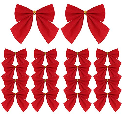 120 lazos de cinta de Navidad rojos para decoración de árbol de Navidad, coronas de Navidad, adornos para árbol de Navidad, corona de Navidad, decoración de regalo, 5,5 cm