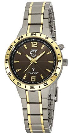 ETT Eco Tech Time Funk Solar Damen Uhr Analog mit Titan Armband ELT-11448-21M