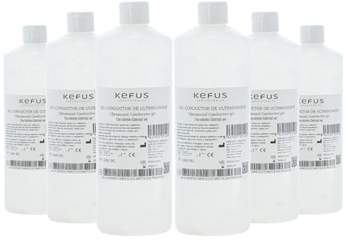 KEFUS Gel Conductor Ultrasonidos 6000 ml | Uso Sanitario y Estético para Ecografía, IPL, Radiofrecuencia y Cavitación | Alta Conductividad | Botella Profesional con Tapón Dosificador