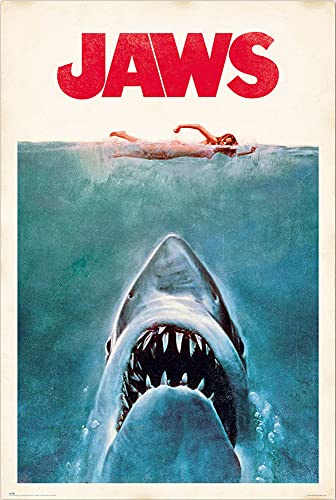 Jaws - Movie Poster (Regular Style - Retro/Vintage Design) (Size: 24 x 36)