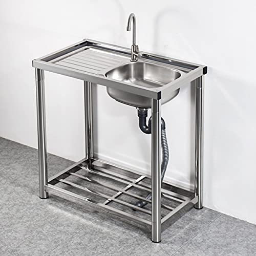 HUMNZR Mobiles Spültisch Edelstahl Spülbecken Einzelspüle Spüle Campingküche 1 Becken Spülschrank,Twofloors