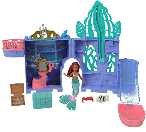 Disney ​Disney The Little Mermaid Storytime Stackers Ariel’s Grotto Playset, Stackable Dollhouse with Small Doll and 10 Accessories, HPL54
