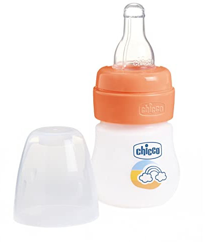 CHICCO Microbiberon Graduato da 60 ml, per Piccole Quantità di Latte o Altri Liquidi, Con Tettarella in Morbido Silicone Inodore e Insapore, Riduce Rigurgiti e Singhiozzi, 60 ml, 0 Mesi+, Arancione
