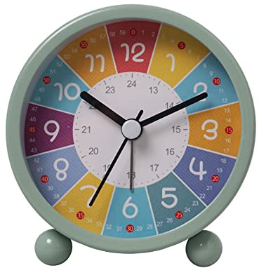 IGTOPS Analog Wecker Kinder, Ohne Ticken Wecker Lernwecker mit Nachtlicht, Snooze Analog Wecker, Lernuhr Kinder für Schulen, Wecker für Schulkinder Mädchen Junge (8x9cm, Grün)