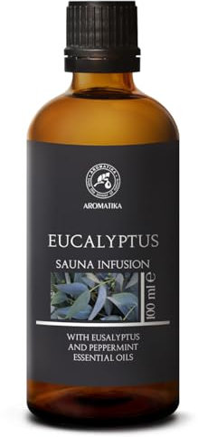Infusione per Sauna Eucalipto 100ml - Olio Essenziale di Eucalipto e Olio di Menta Piperita - Aroma per Sauna e Bagno - Profumo Naturale - Calmante - Bellezza - Relax - Aromaterapia