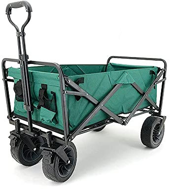 KOHARA Handwagen, Trolley, Faltbarer Outdoor-Handwagen, Handwagen, zusammenklappbarer Klappwagen mit Bremsen, Transportwagen, Gartenanhänger, Handwagen, geeignet für jedes Gelände