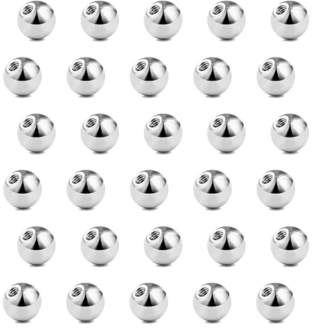 Besyvvin 30er Piercing Kugel Ersatzkugel 5mm Chirurgenstahl Silber Schraubkugel für Gewinde 1,2mm Piercing Lippe Nase Septum