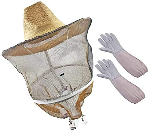 SEWOART Imkerhut Mit Netzhut Und Schutzhandschuhen Faltbarer Imkerhut Für Bienenhaltung Imkerzubehör Mit Atmungsaktiven Imkerhandschuhen