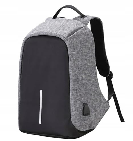 Retoo Mochila antirrobo 14 l, USB 2.0, para portátil 16 pulg. | Impermeable, 44 x 29 x 16 cm, correas acolchadas, bolsillos ocultos, banda para maleta, gris-negro