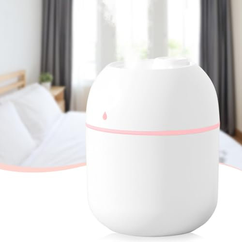 NIUAWASA Mini-Luftbefeuchter – 220 ml, Klein Tragbar USB mit Kaltnebel Desktop Diffusor mit Weichem Nachtlicht für Auto Schlafzimmer Büro