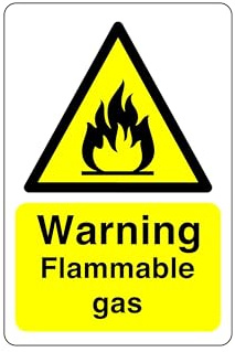 Warning flammable gas sign - 1.2mm Rigid plastic for indoor/outdoor usage (300mm x 200mm) Viewing Distance within 7m.