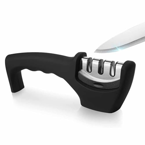 Norhogo Affilacoltelli classico, affilatrice a 3 livelli, design ergonomico con finitura