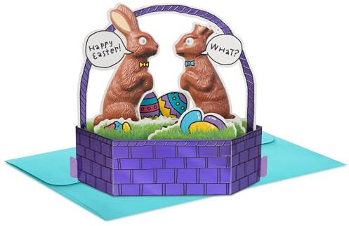 Hallmark Paper Wonder Shoebox Funny Easter Pop-Up Card (Chocolate Bunnies) for Kids, Friends, Family