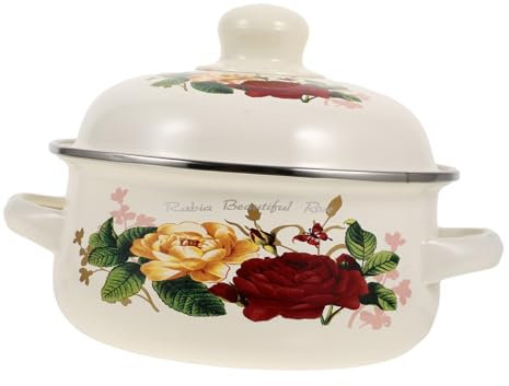 IMIKEYA Olla De Sopa De Esmalte De Doble Oreja Cacerola Para Servir Olla De Sopa De Cebolla Francesa Lavar Platos De Comida Tazón Pequeño Para Estofado Molde Para Lasaña Esmaltado Cazuela