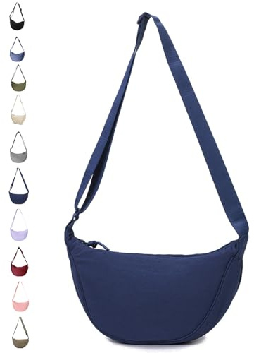 JENCVNL Damen Halbmond Tasche Nylon Crossbody Bag Damen Crossbody Moon Bag Crossbody Bag Halbmond Schultertasche mit verstellbarer Schultergurt