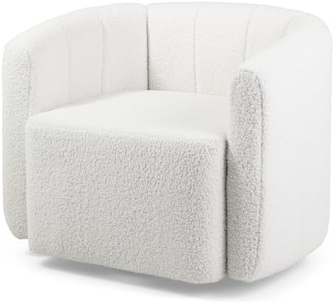 HOMASIS Sedia Camera da Letto con Braccioli a Forma di Zucca, Poltrona Girevole a 360°, Poltroncina Salotto con Capacità di Carico 160 kg per Soggiorno, Camera da Letto, Ufficio, Bianco