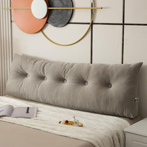 Xalteafe Keilkissen Bett Großes Rückenkissen,Bett Kopfteil Bequemes Lesekissen,Hoches Dickes Rückenkissen,mit praktischem Seitenfach,für Bett und Sofa 2 in 1 Rückenlehne und Kopfkissen