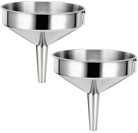 Embudo de Acero Inoxidable, Embudo de Cocina Grueso de Grado Alimenticio Grande para Uso en La Cocina, Botellas de Llenado, Frasco para Cocinar (15cm-2Pcs)