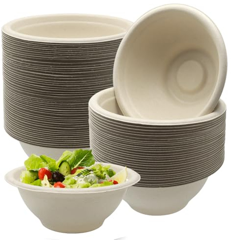 GYSRXS 100 Stück Einwegschalen aus Papier Umweltfreundliche Suppenschalen Einweg Pappschüsseln für Partys Picknicks Grillabende Einweggeschirr,260ML(Rund)