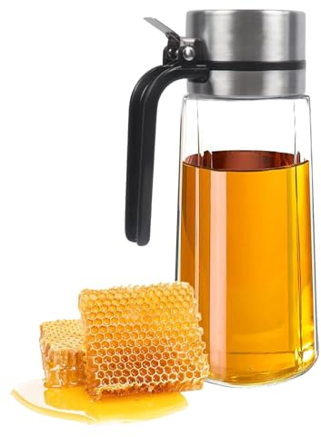 ZoeQide Honigspender aus Glas 650 ml Sirupspender mit Edelstahlausgießer