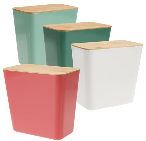com-four® 4x Contenedores de almacenamiento tapas de bambú: cajas | cosméticos y artículos pequeños - ideales para pasta - café - azúcar