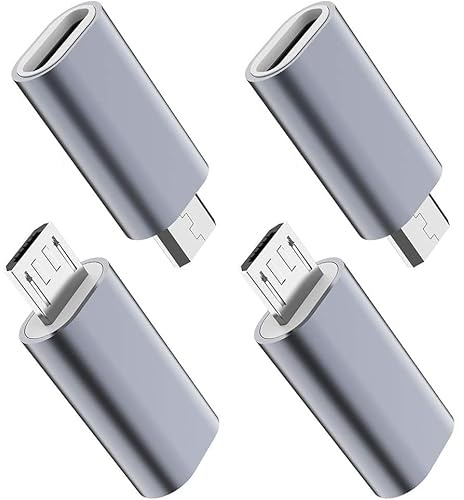Ticenpe USB C to Micro USB Adapter 4-Pack Type C Female to Micro USB Male Converter, QC 2.0 Fast Charging & Data Transfer Compatible with Samsung Galaxy S7 S6, Nexus 5 6, LG G4 and Micro USB Devices
