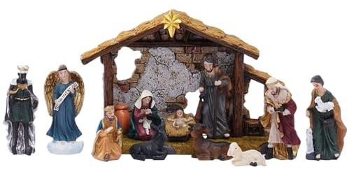 Presepe – Decorazione natalizia – Set di statuette classiche per presepe natalizio, per caminetto, posto di lavoro, vendita al dettaglio, tavolo da pranzo, libreria, ingresso, davanzale