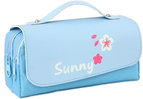ROEUIPG Estuche for lápices Bolsa de Almacenamiento Gran Capacidad Útiles Escolares Papelería Estuches for bolígrafos(Sakura Blue)