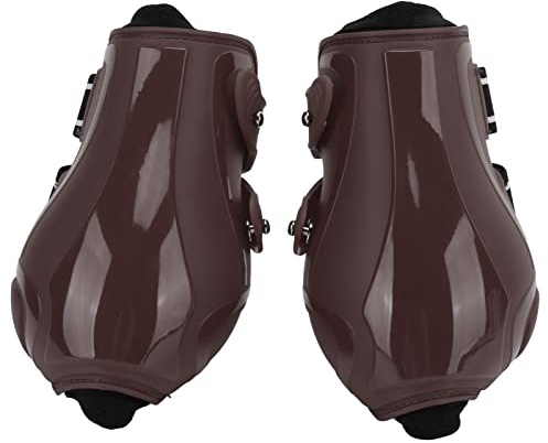 Sehnengamaschen-Set für Pferde, weich, atmungsaktiv, rutschfest, verstellbar, PU-Schale, Sehnenschutzgamaschen für Pferde, hochwertiger Schutz für Springtraining und tägliches (braune Hinterbeine XL)